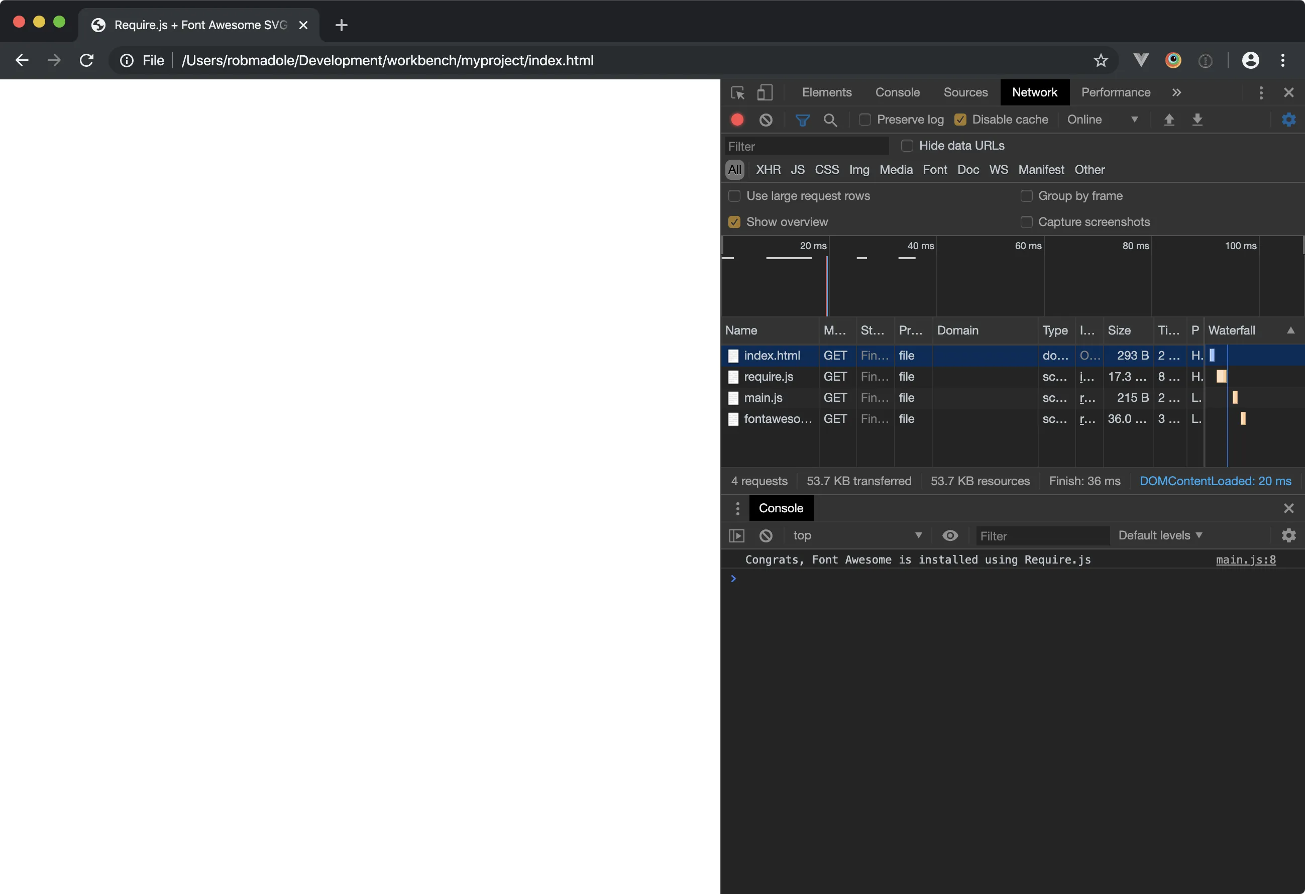 A Screenshot of the browser console