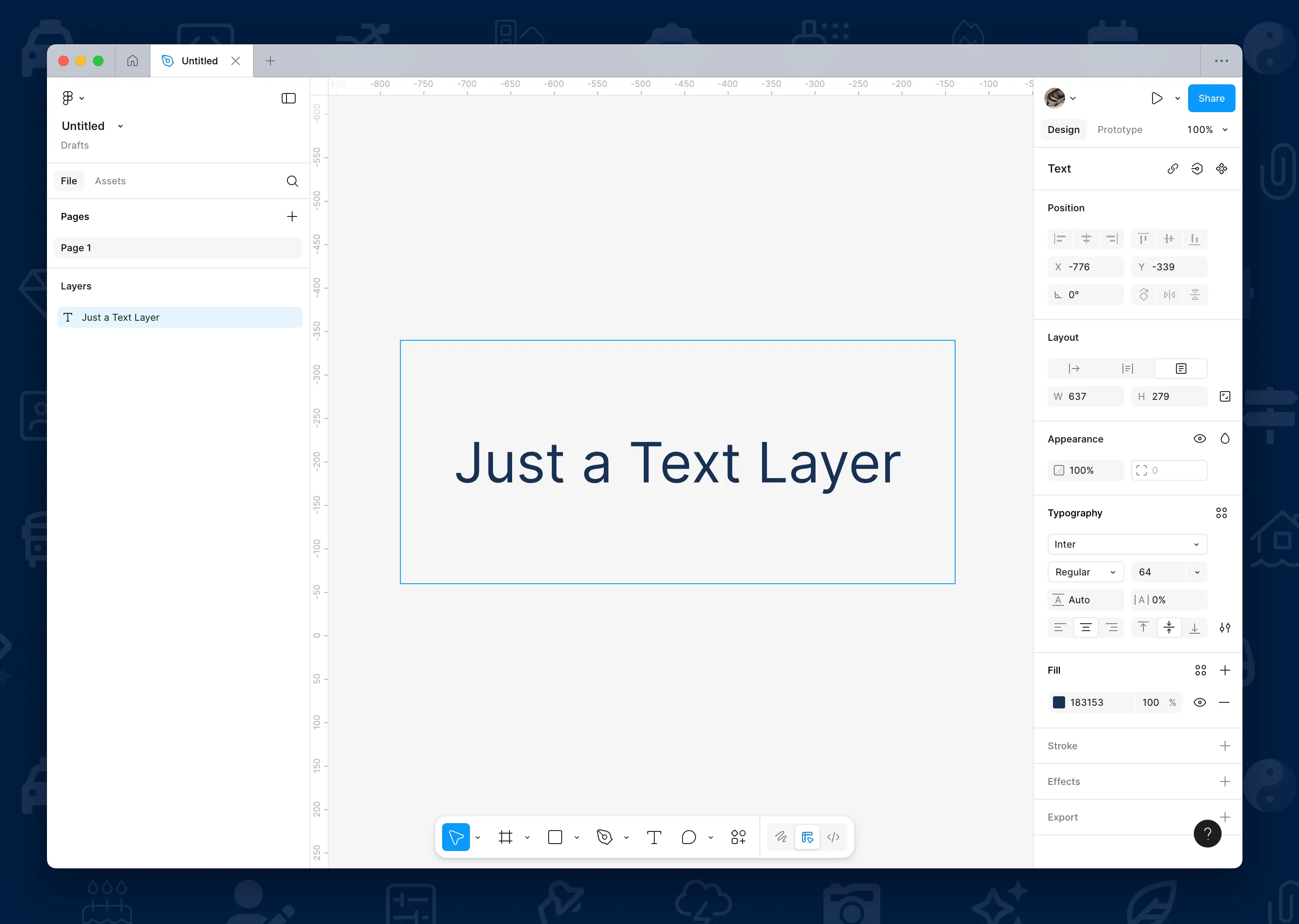 A new text layer created in a Sketch document