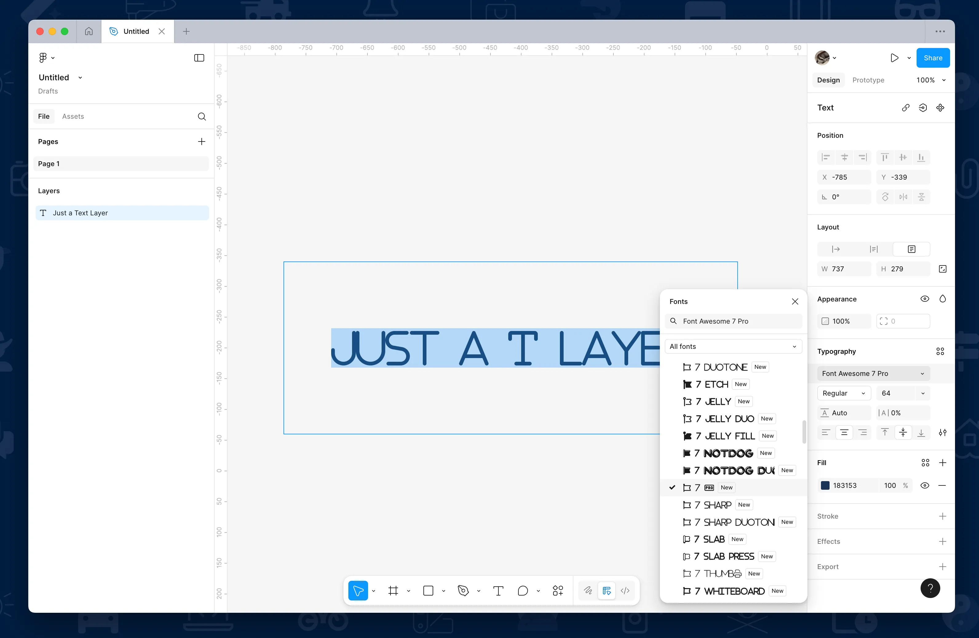 Selecting Font Awesome typeface 