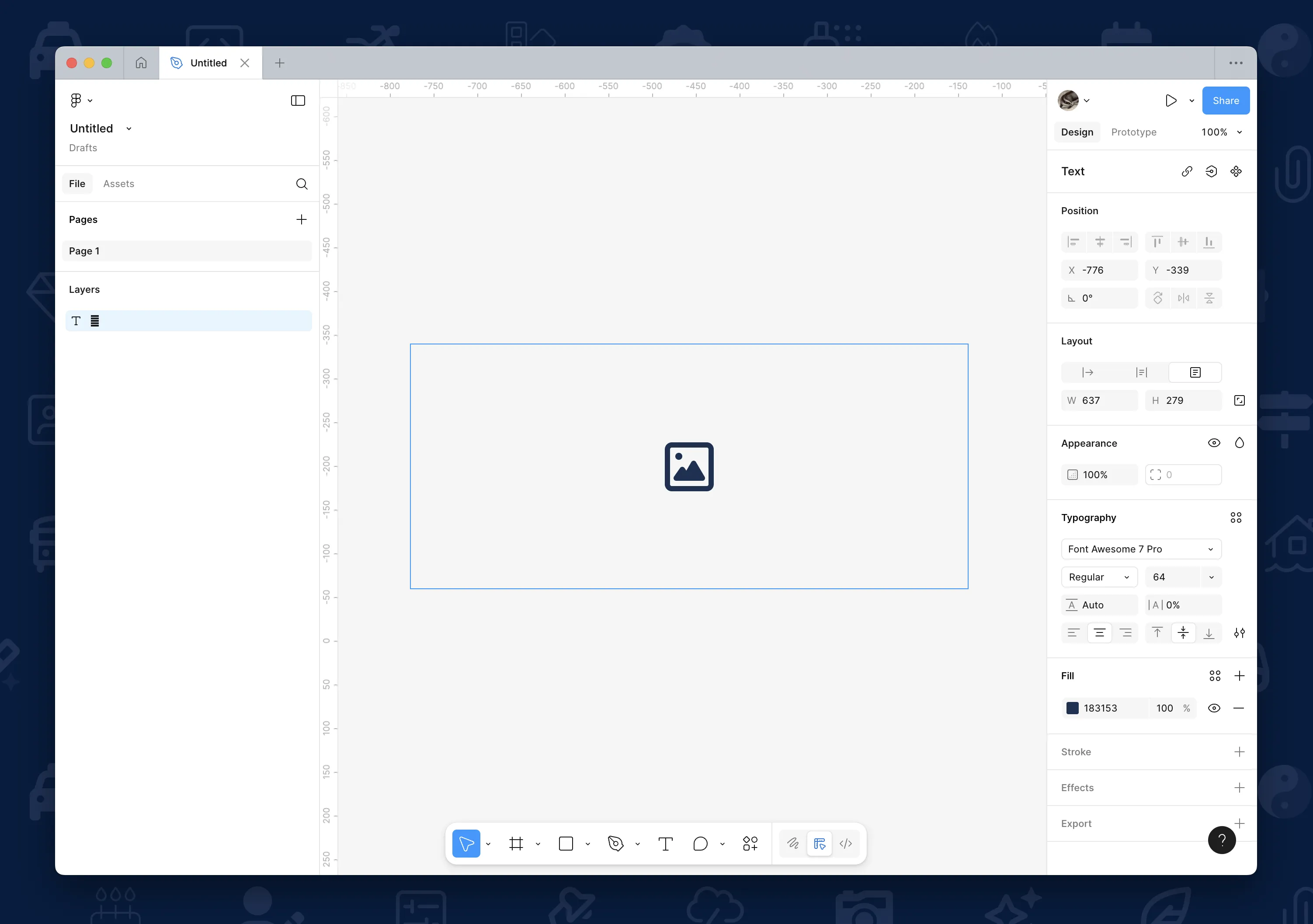 image typed into the text layer renders the icon
