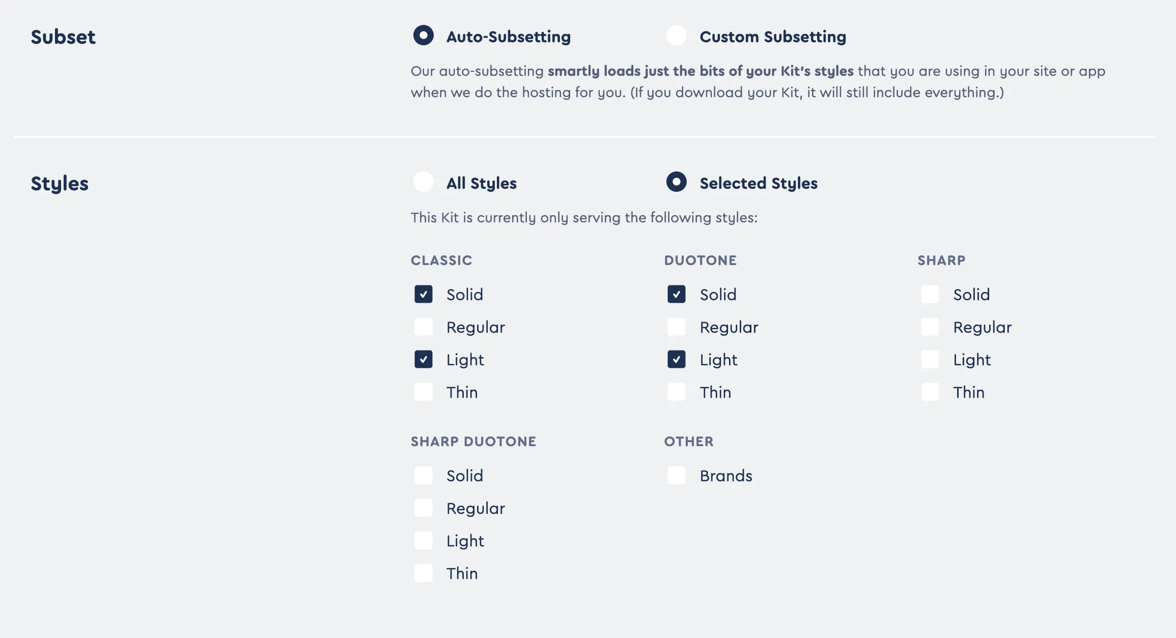 Subsetting by Style in Settings