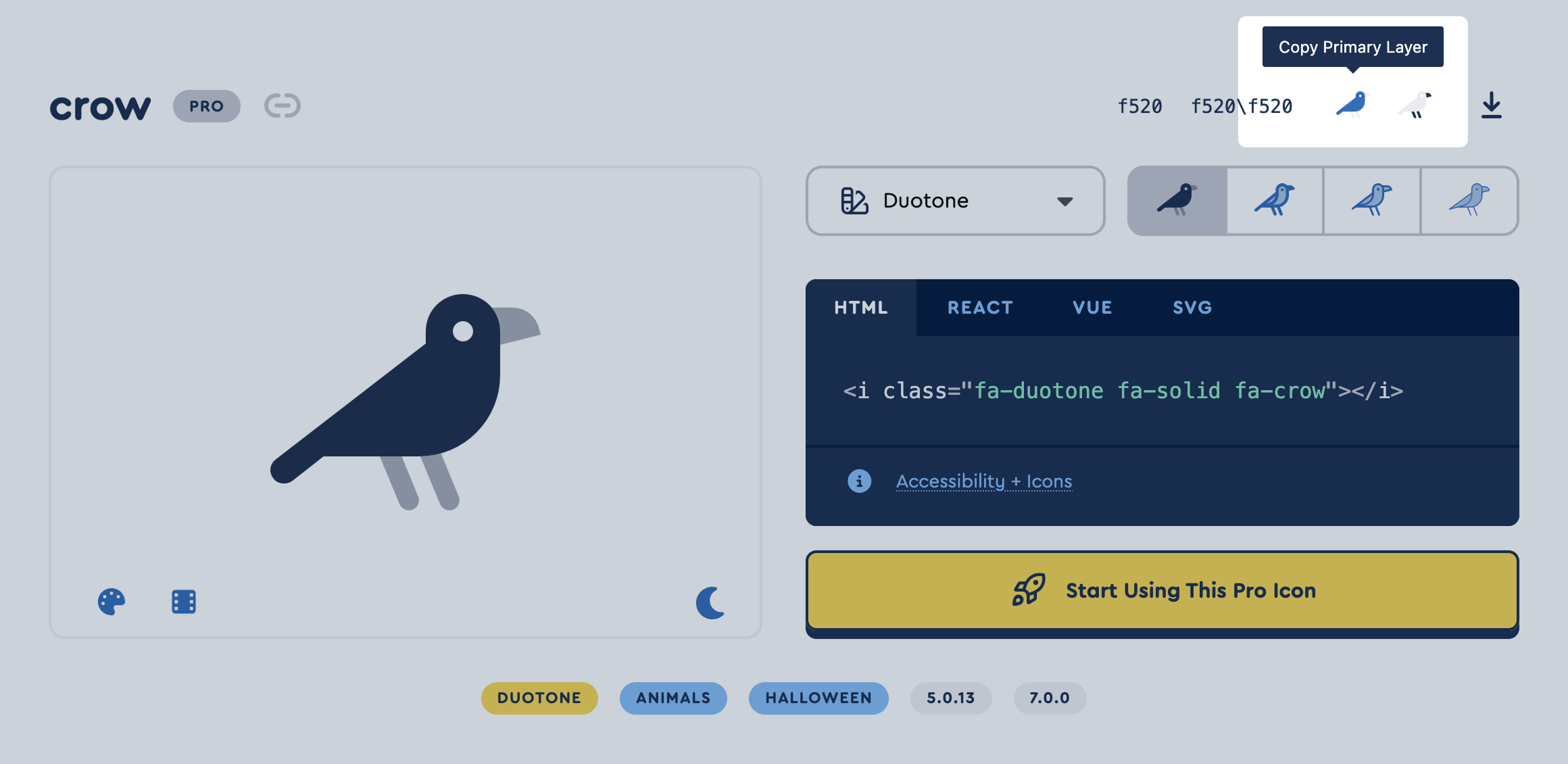 Icon details copying the primary and secondary glyphs