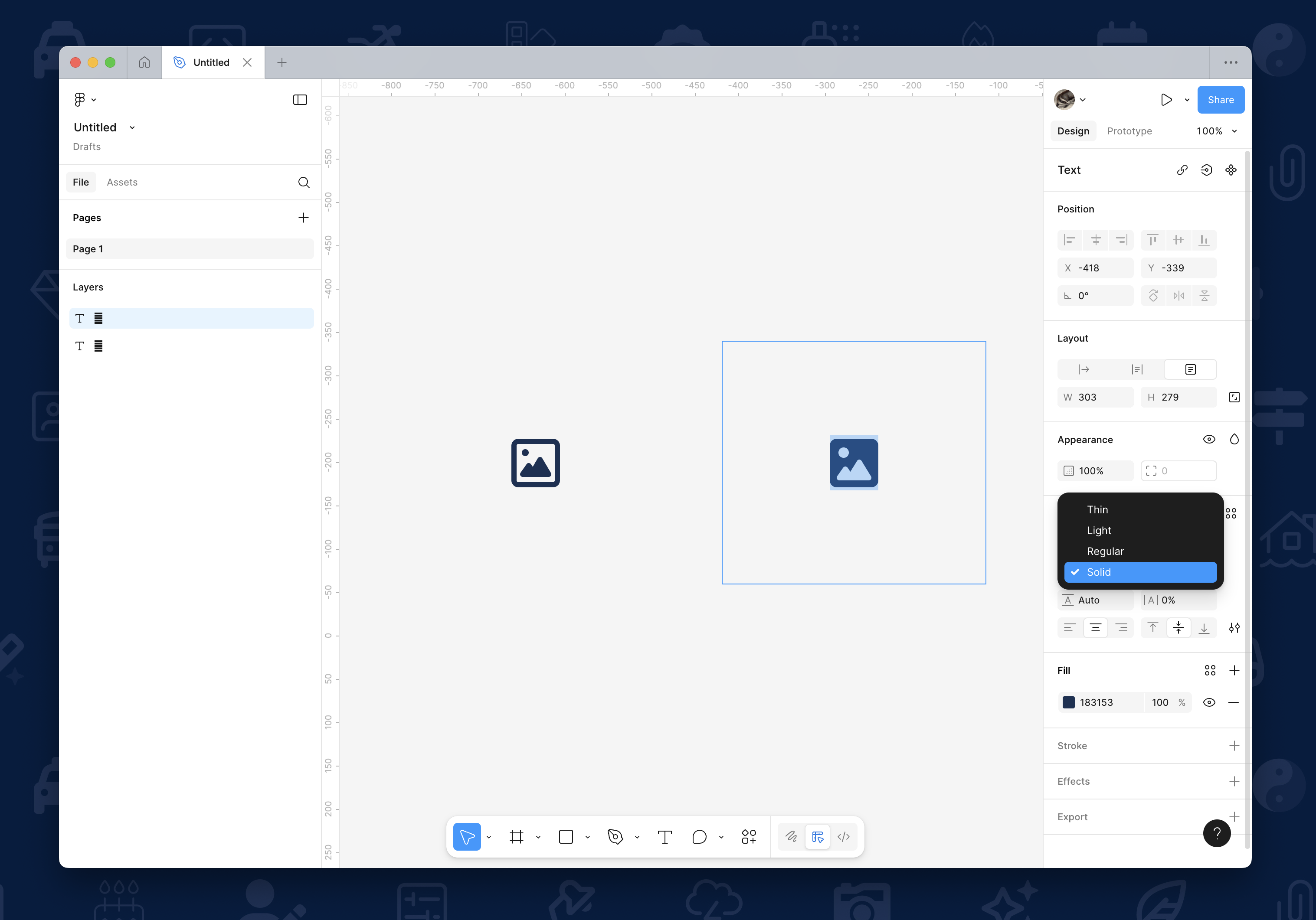 Switching from Regular to Solid style of the Image icon