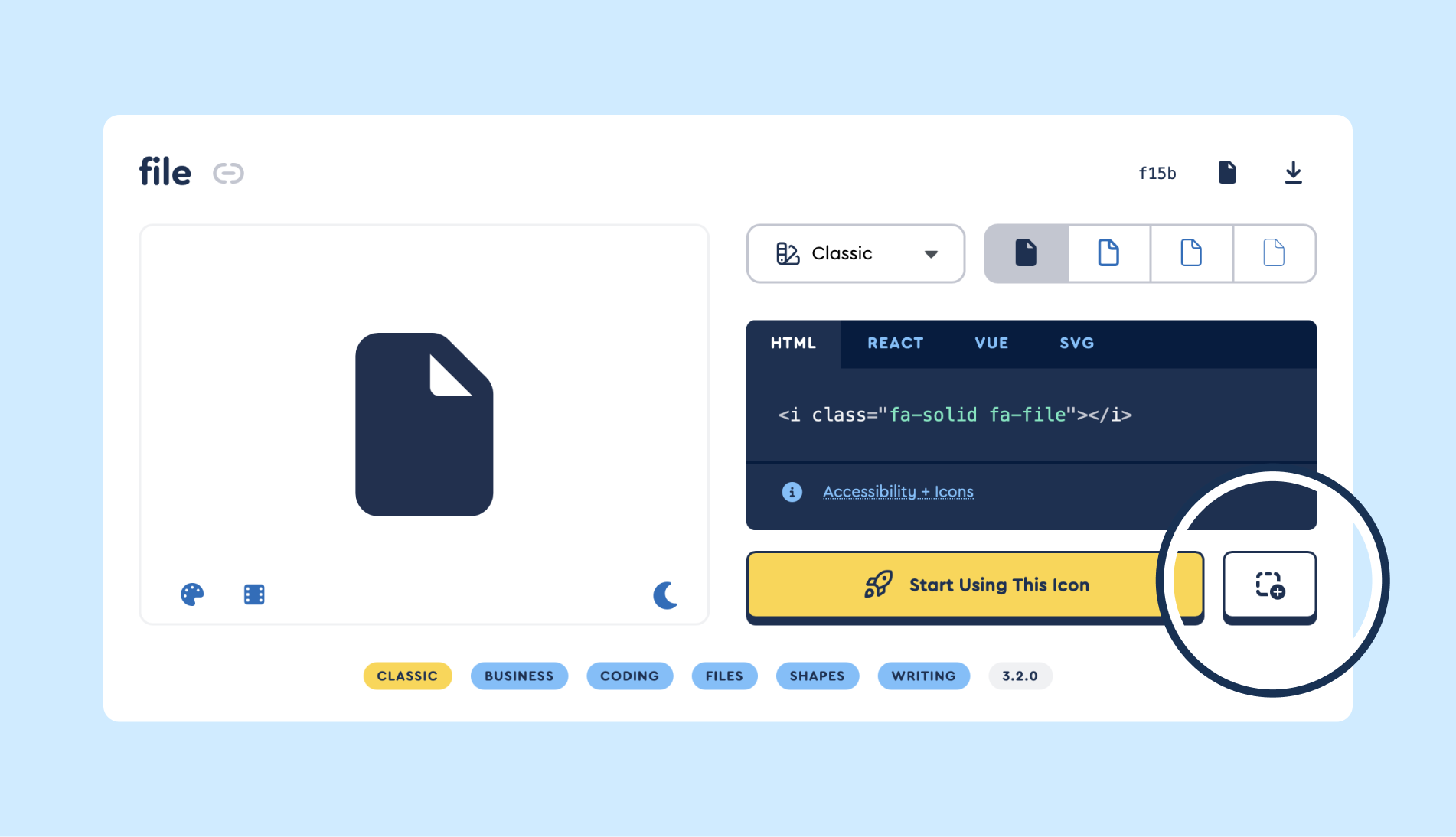 Open an icon modal and tap the Icon Wizard button.