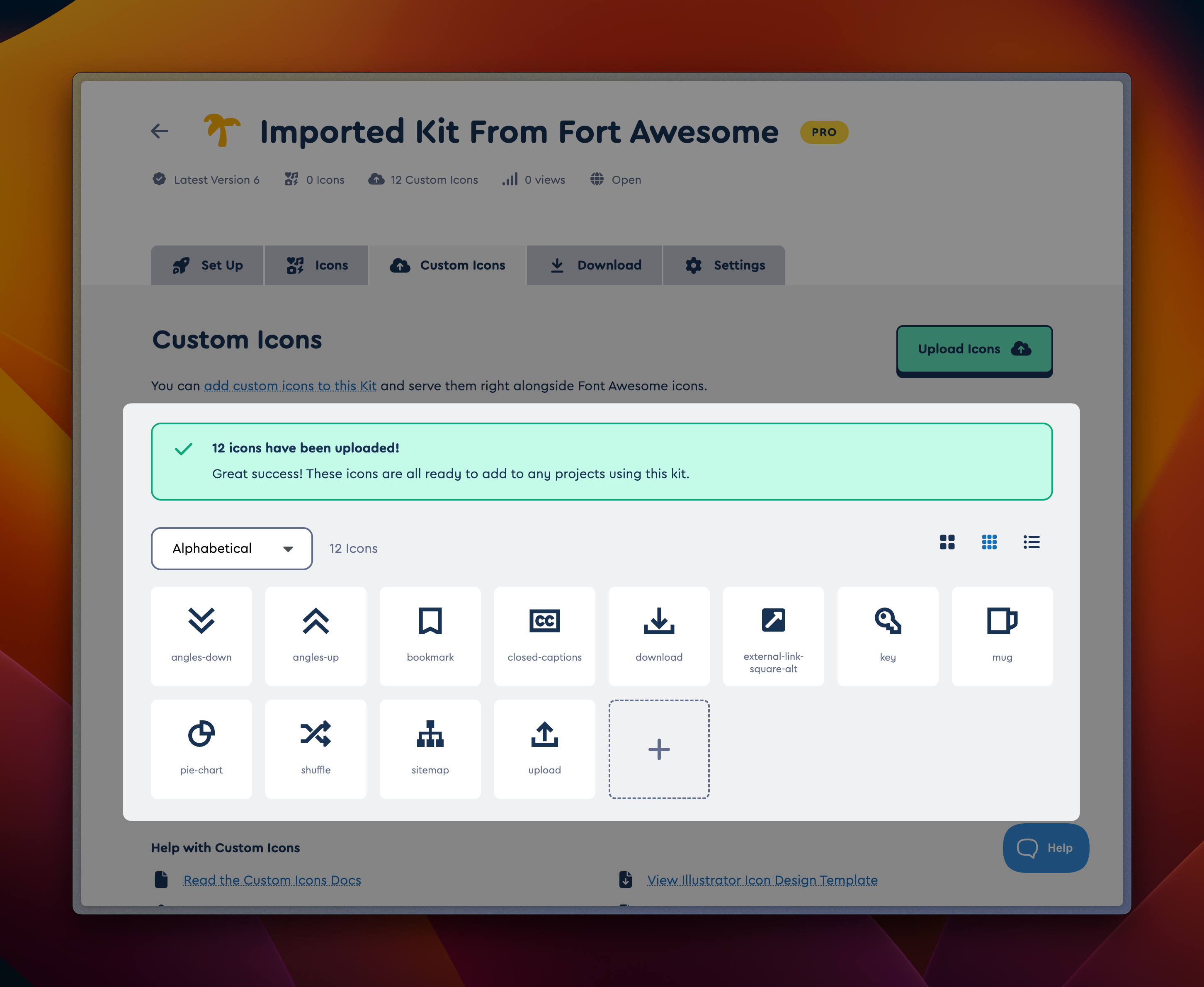 Freshly imported icons
