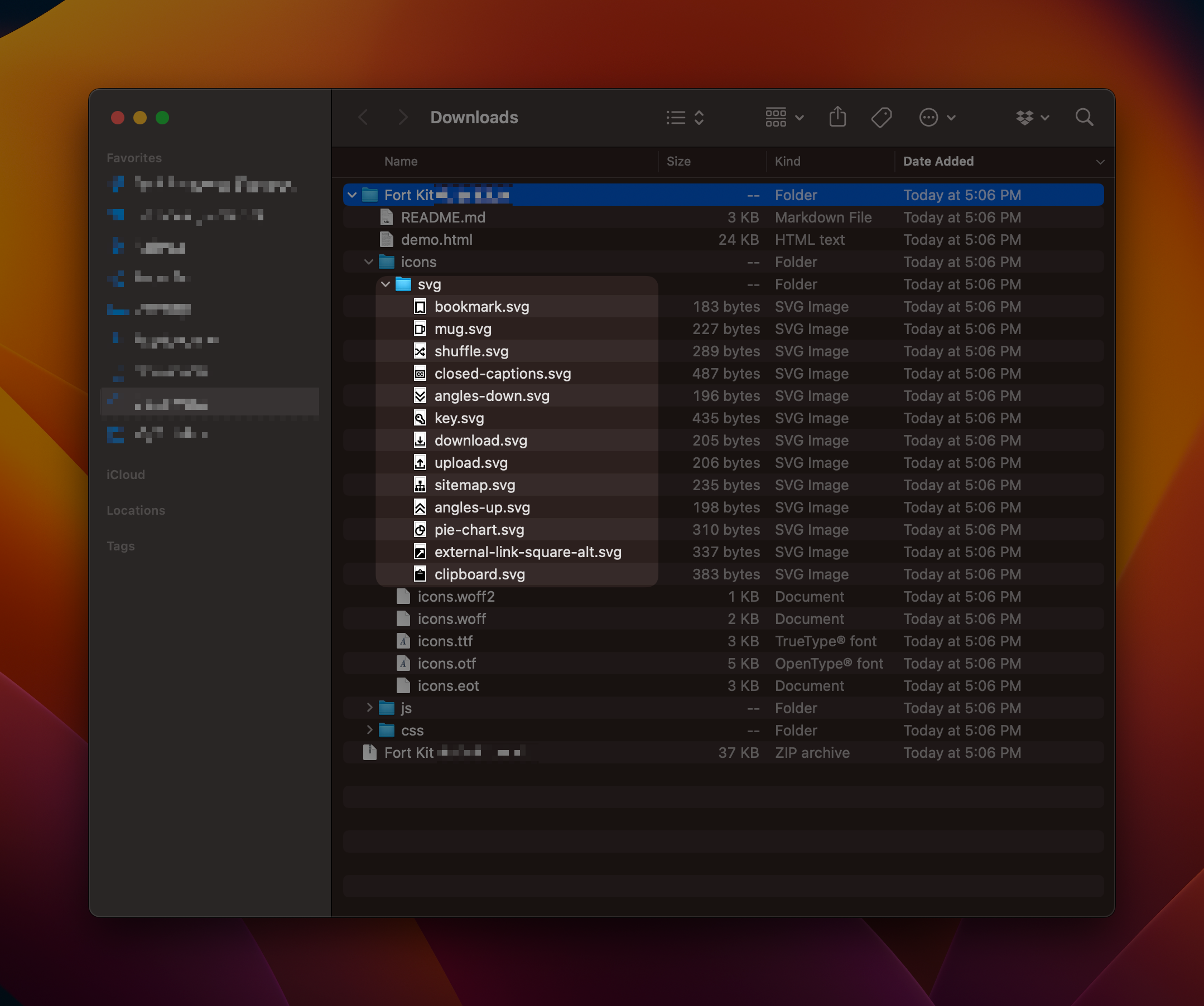 Fort Awesome icons in macOS Finder