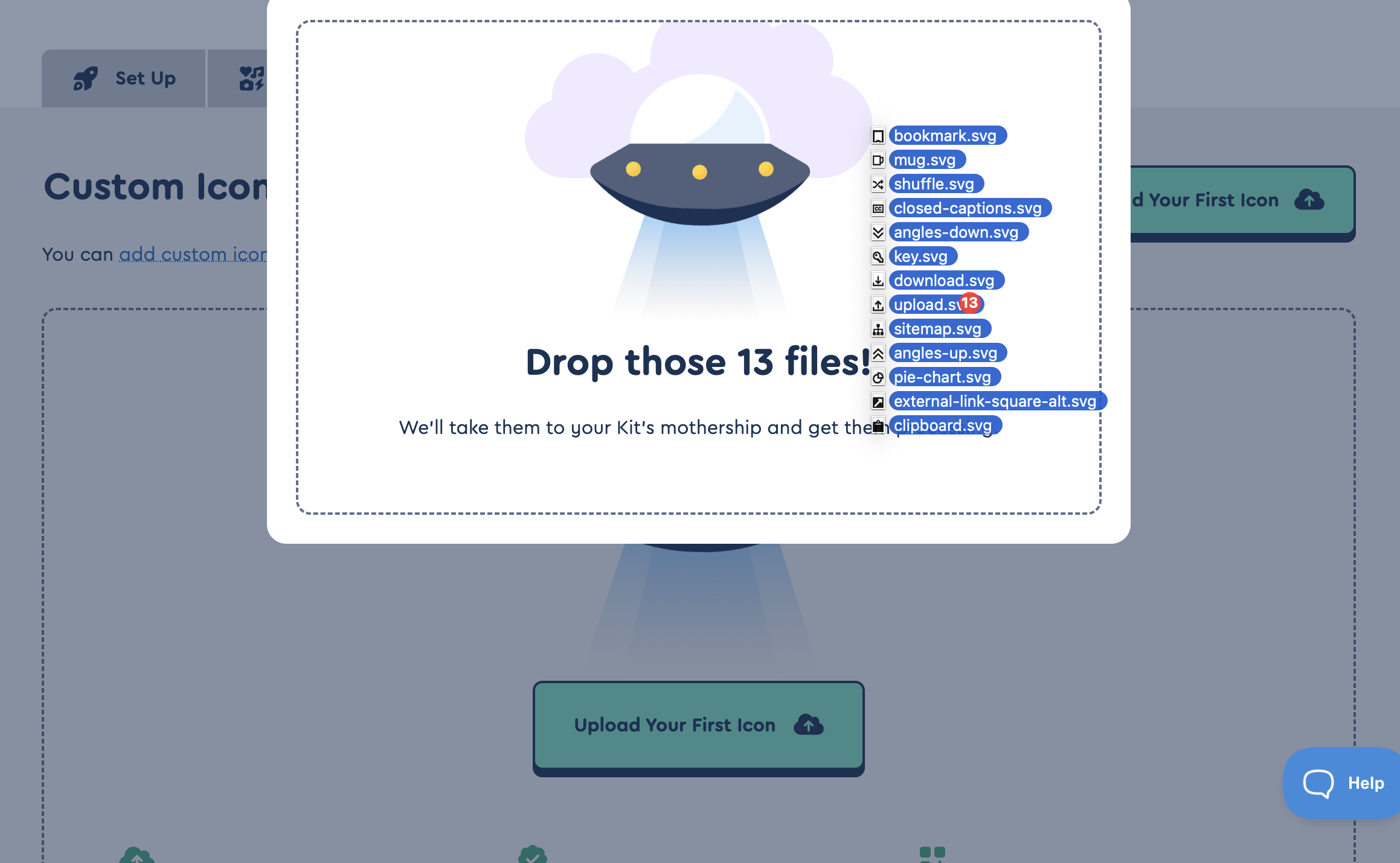 Dragging files into the upload page