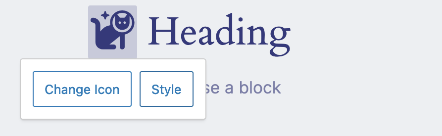 Access the inline icon styling by clicking on the icon and selecting the Style button